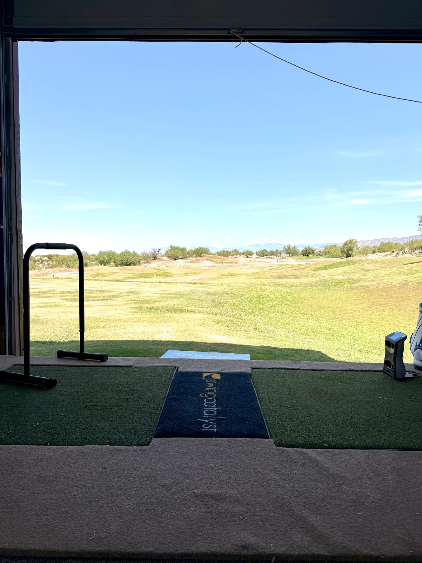 Covered teaching bay looking out over turf in Vail, Arizona